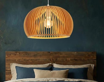 Wood Pendant Light, Lampshade, Pendant Light, Hanging Lamp, Ceiling Light, Pendant Lighting, Chandelier, Chandelier Lighting, Boho decor
