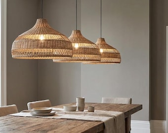 Rattan, Lamp Shade, Pendant Light, Ceiling Light, Chandelier, Chandelier Lighting, Boho decor, Home Decor