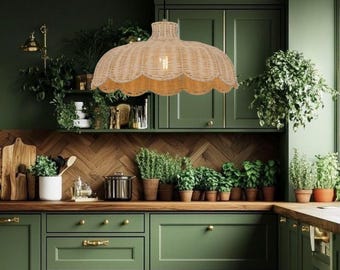 Lampe à Suspension Daisy en Rotin, Lustre Bohème