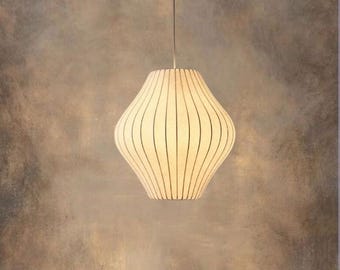 Silk Lantern Pendant Light, Minimalist Zen Lamp Shade