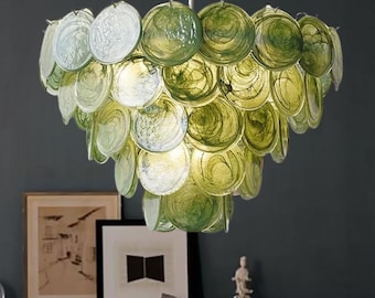 Murano Style Kronleuchter, Grünes Glas Pendelleuchte, Italienisches Design
