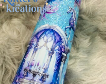 Vaso con brillantina Fantasy World, vaso epoxi con brillantina personalizado, Kritters Kreations