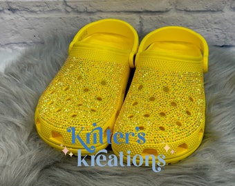 Slip on Clogs Custom Rhinestone Sunshine Yellow Fully Blinged Shoes Kritters Kreations