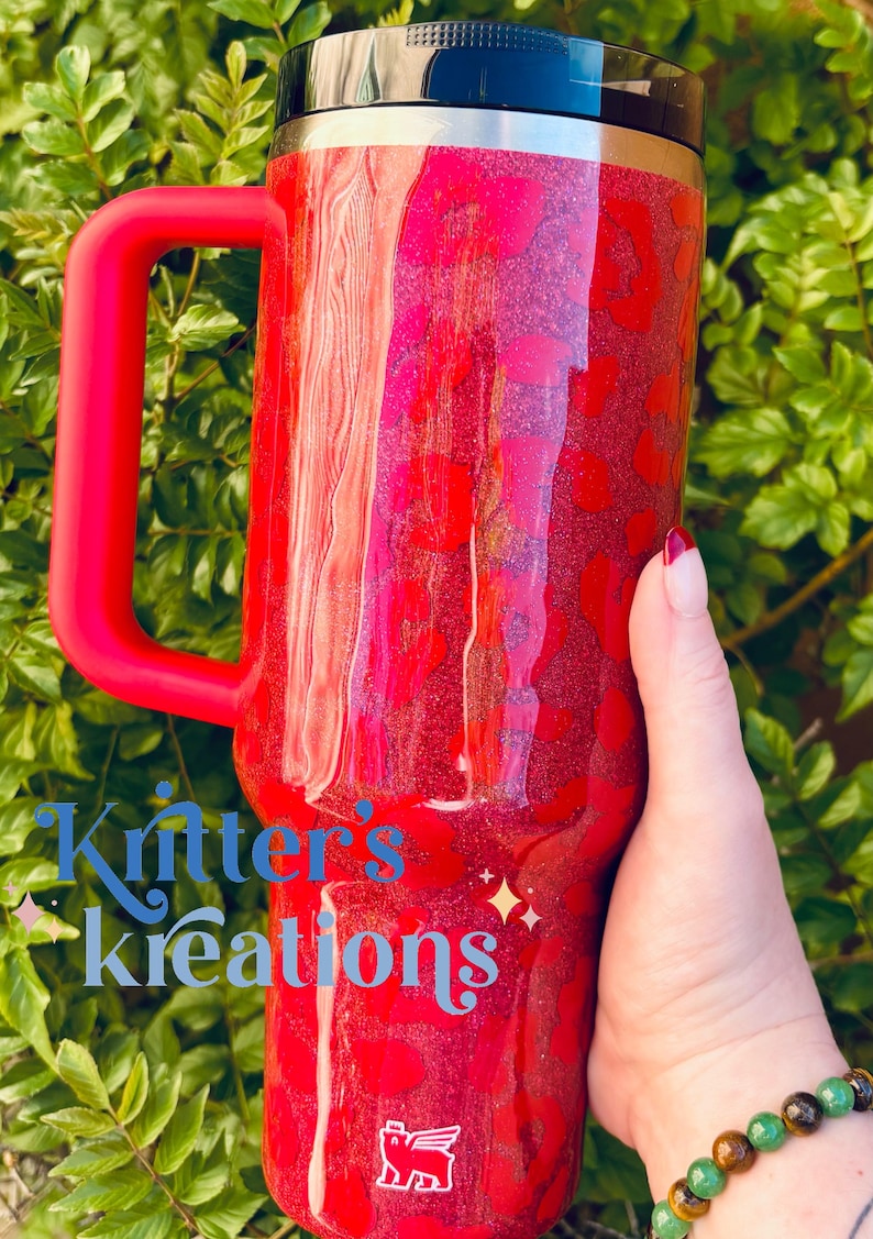 Custom Glitter Leopard Cheetah Stanley Tumbler Kritters Kreations image 2