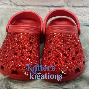 Slip on Clogs Custom Rhinestone Red Fully Blinged Shoes Kritters Kreations