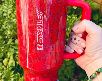 Custom Glitter Leopard Cheetah Stanley Tumbler Kritters Kreations