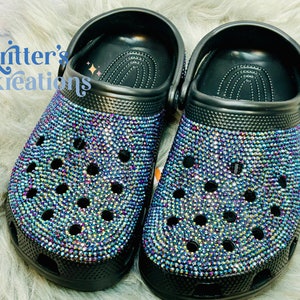 Slip on Clogs Custom Rhinestone Black Galaxy Fully Blinged Shoes Kritters Kreations