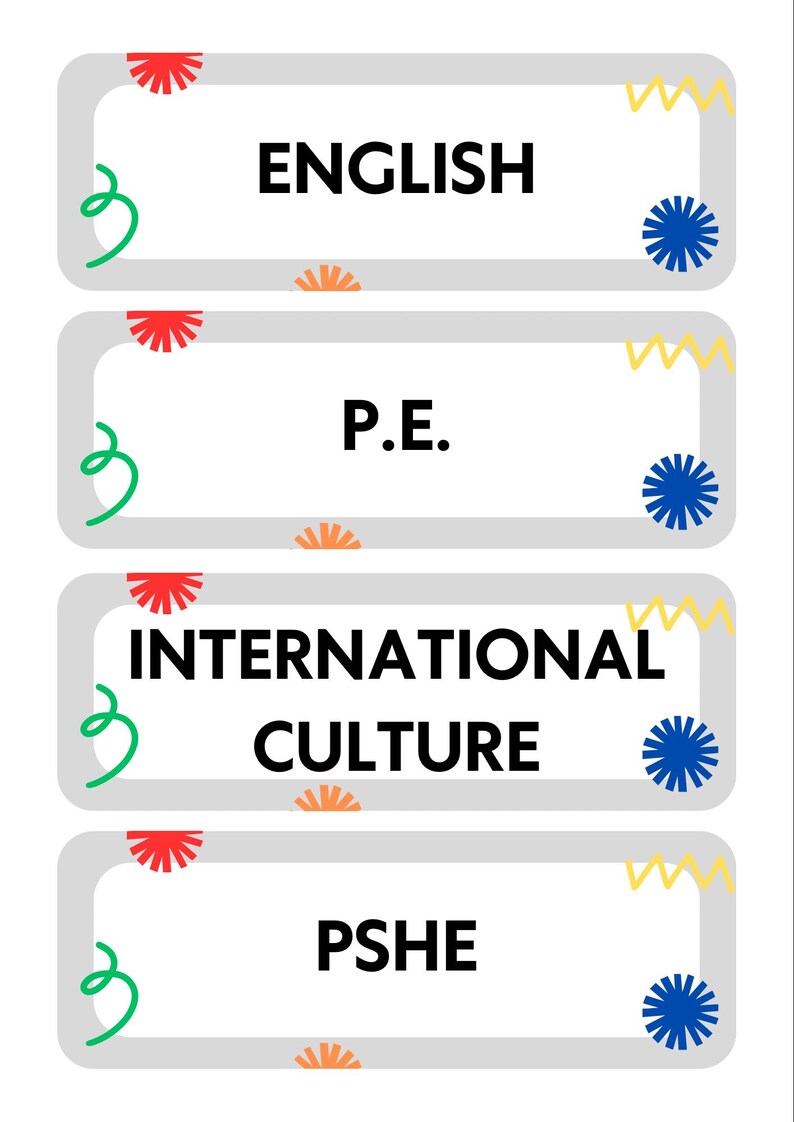Printable Subject Labels for Classroom Displays | Digital Download - Etsy