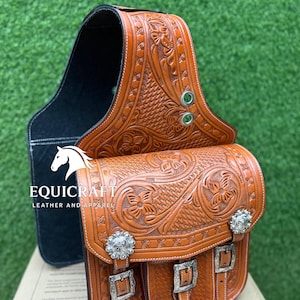 Sacoches De Selle équitation Vintage – Cuir Marron Daim – Fait Main USA