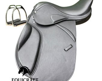 Black Leather Dressage Saddle | Long Flap English Saddle