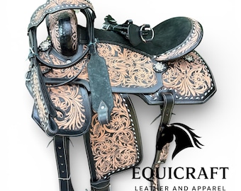 Hand Tooled Leather Western Saddle with Tack Set
