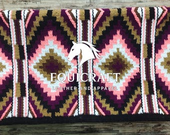 Western Saddle Blanket Handmade | Thick Wool Horse Saddle Pad | Cowboy Ranch Riding Blanket | Equestrian Tack | Trail Riding Gear