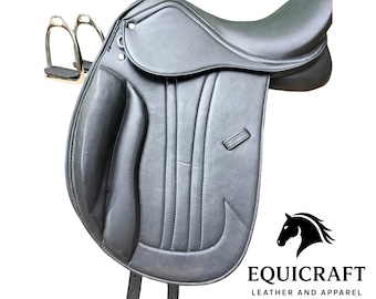 Black Leather Dressage Saddle | Long Flap English Saddle