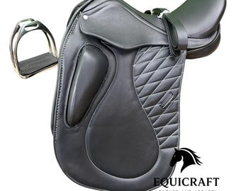 Black Leather Dressage Saddle | Long Flap English Saddle