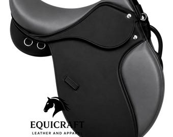 Synthetic English All Purpose Saddle Grey Black Vegan Faux Leather Jumping Saddle Knee Rolls Adjustable