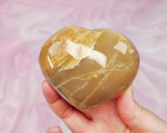 Peach Moonstone Heart Crystal - Healing Stone for Love and Balance