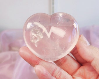 Rose Quartz Heart Crystal with asterism - Love, Healing, Self-Care, Heart Chakra Stone, Crystal Decor