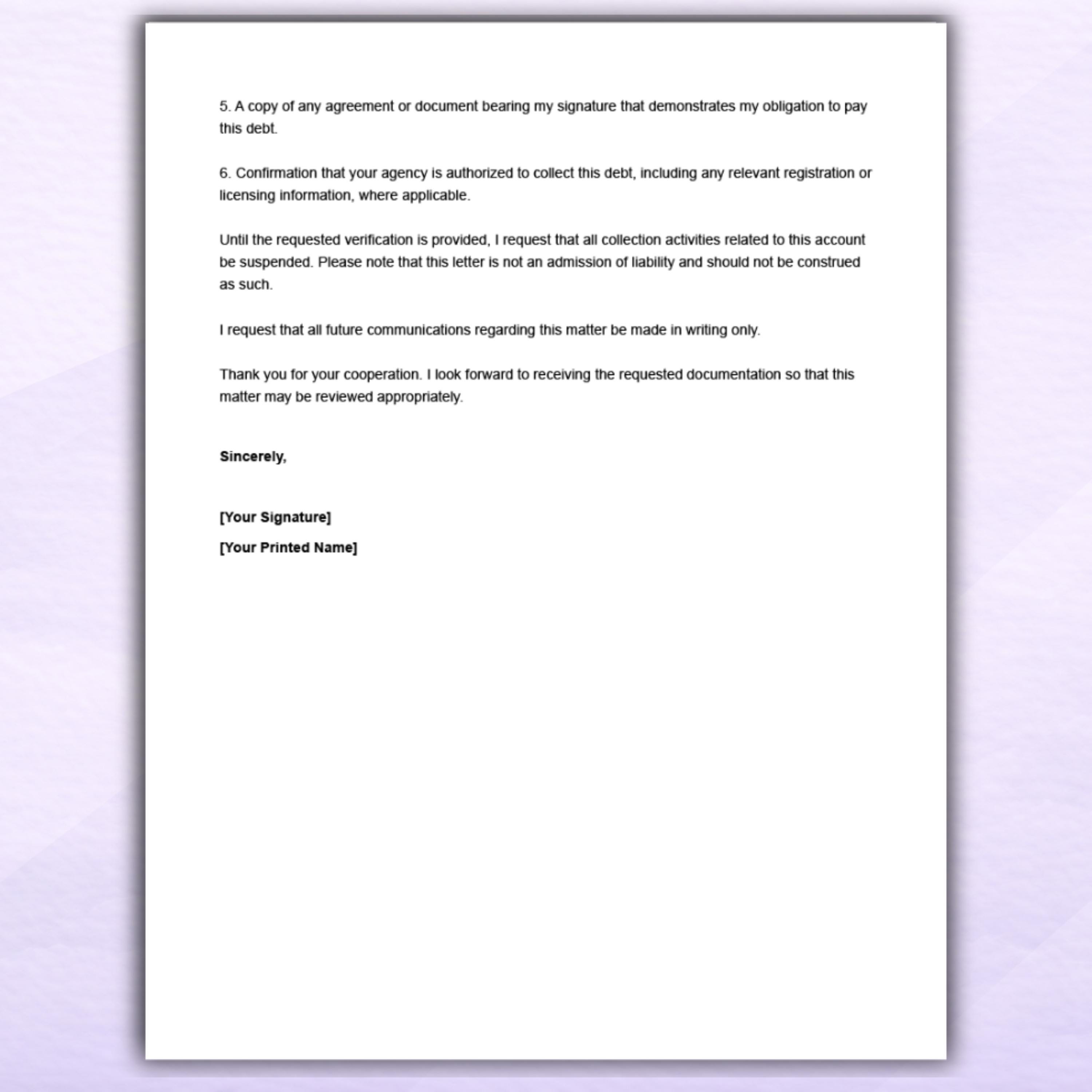 Disputing Debt Collection Language Debt Collection Dispute Notice | Credit Dispute Letter | Editable Word ...
