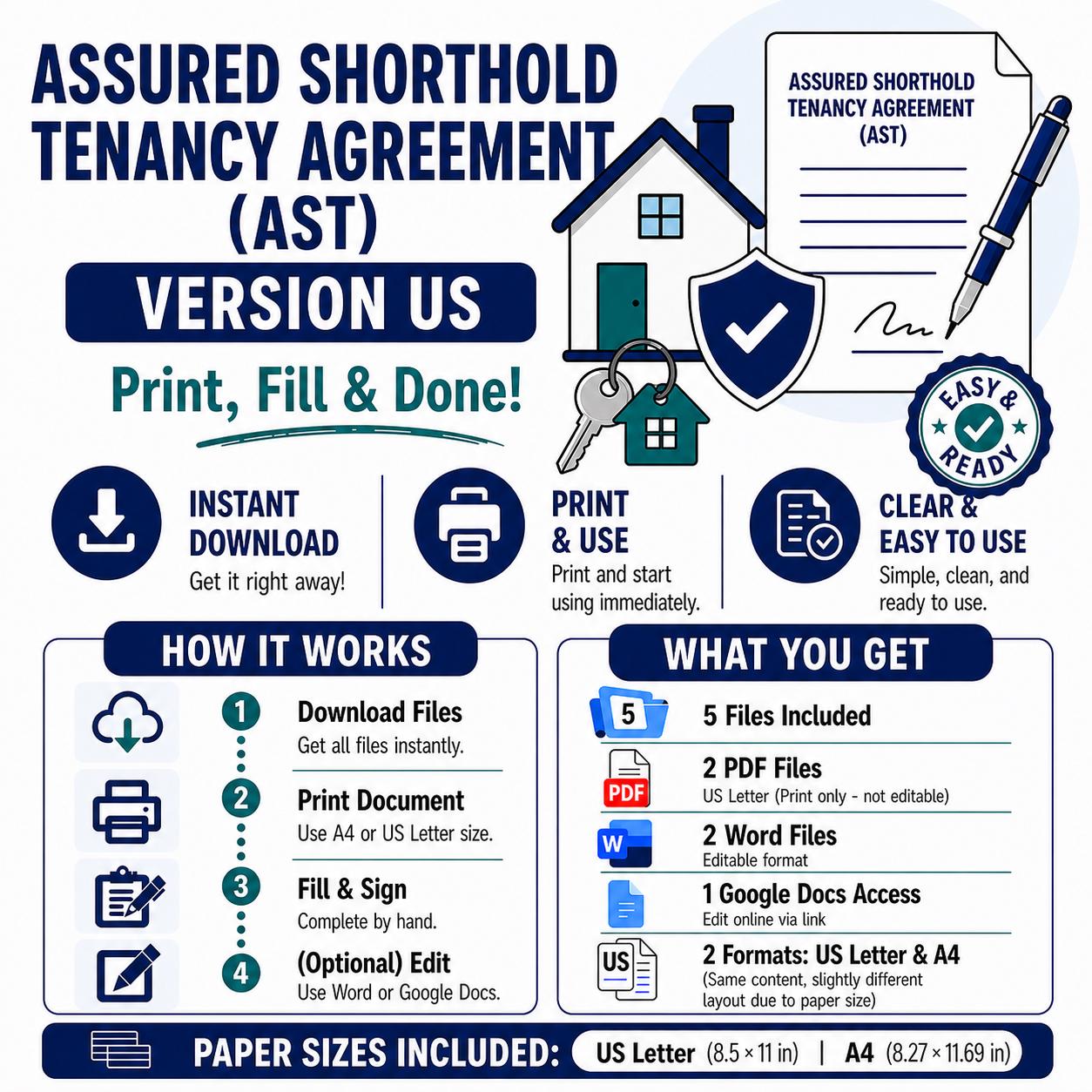Assured Shorthold Tenancy Agreement UK Template Pdf | AST England Wales ...