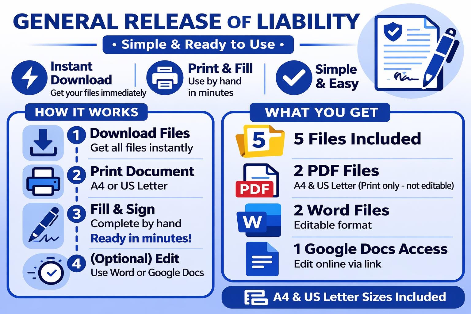 General Release of Liability Form | Editable Word & Google Docs ...