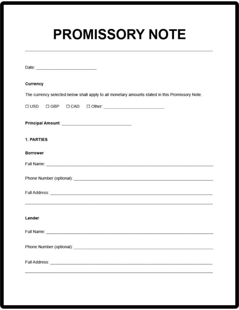 Promissory Note Template | Personal Loan Agreement | Editable Word ...