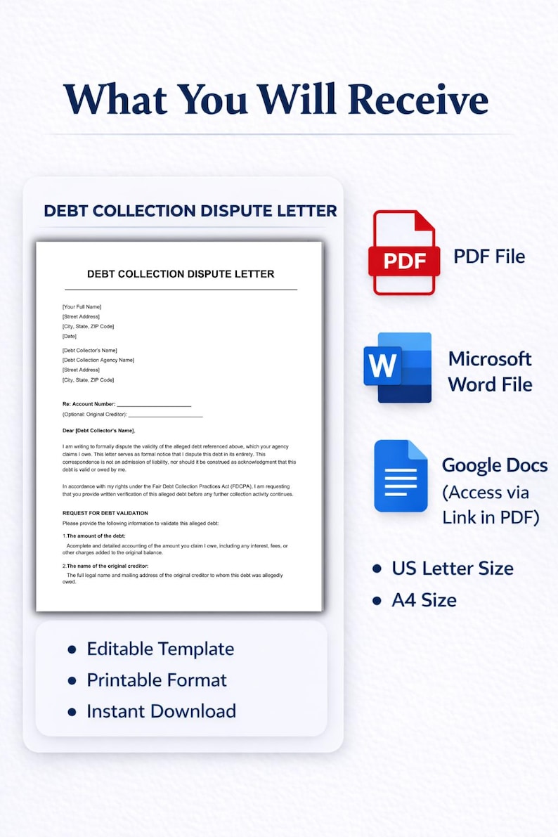 Example Collection Dispute Letter Debt Collection Dispute Letter Template | Debt Validation Letter ...