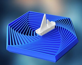 Brinquedo sensorial antiestresse em forma de veleiro | Brinquedo de mesa em forma de pirâmide cinética, ilusão hipnotizante de ondas do oceano, presente náutico para adultos e decoração de escritório.