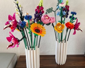 Vase for LEGO Flower Bouquet -  Minimalist Ribbed Design - Fits Botanical Collection - Gift for LEGO Lovers (Flowers Not Included)