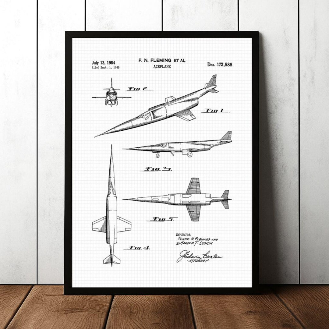 Vintage Airplane Patent Print, Aviation Blueprint Art, Pilot Gift - Etsy