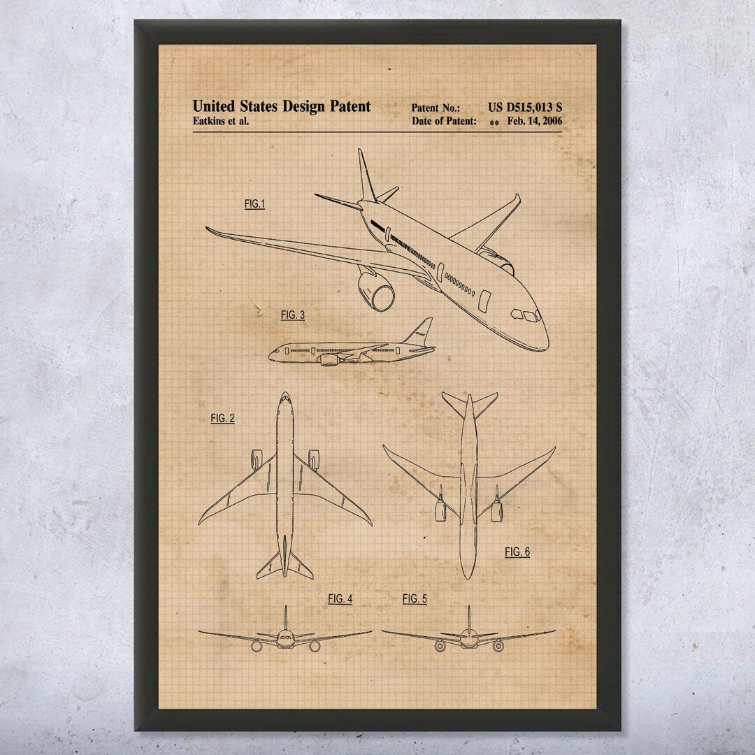 Airplane Patent Art Print, Vintage Aviation Blueprint, Framed Poster - Etsy