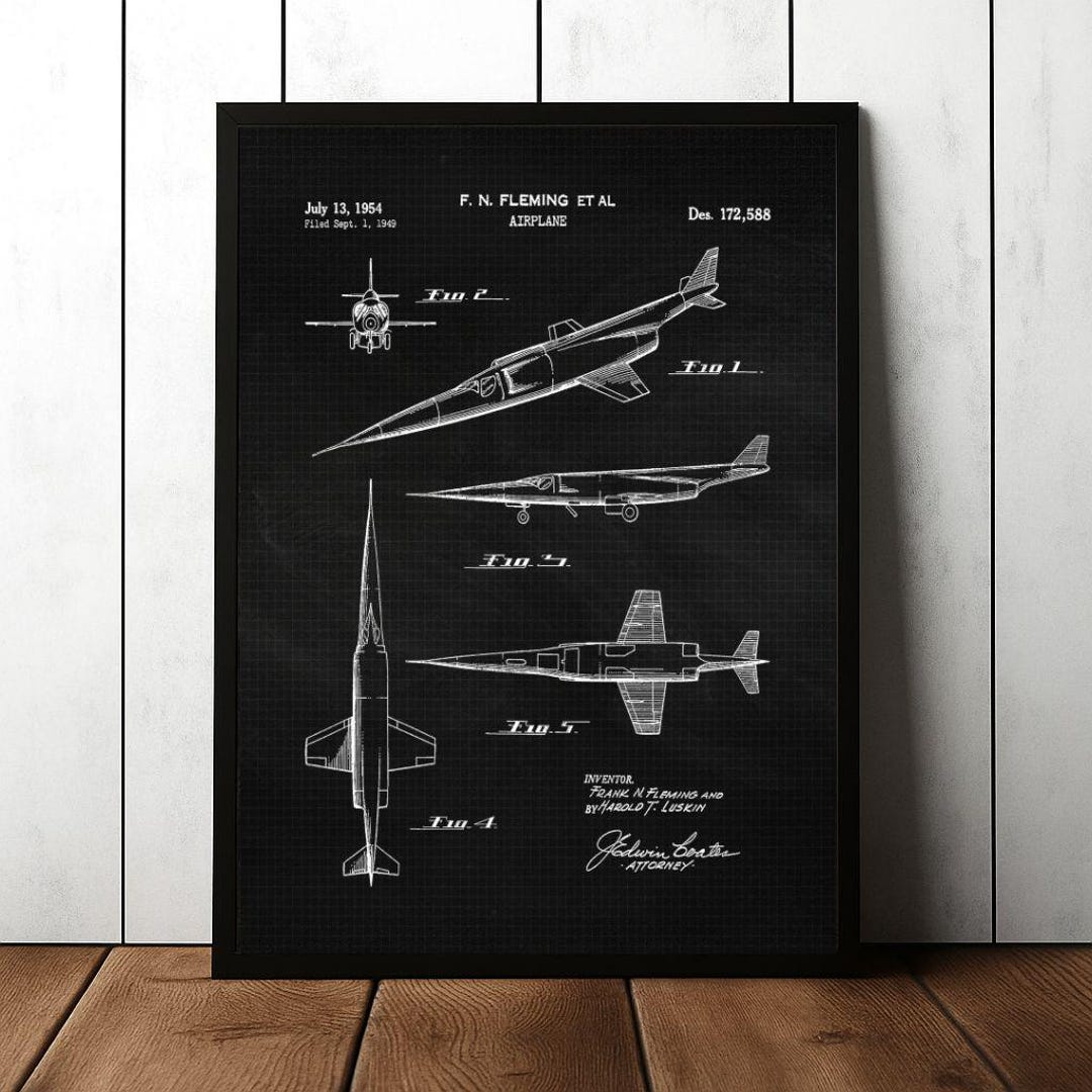 Airplane Patent Poster, Aviation Blueprint Art, Pilot Gift - Etsy