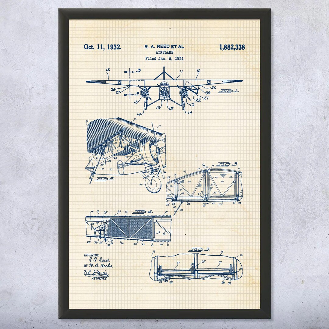 1932 Airplane Patent Art Print, Aviation Blueprint Poster - Etsy