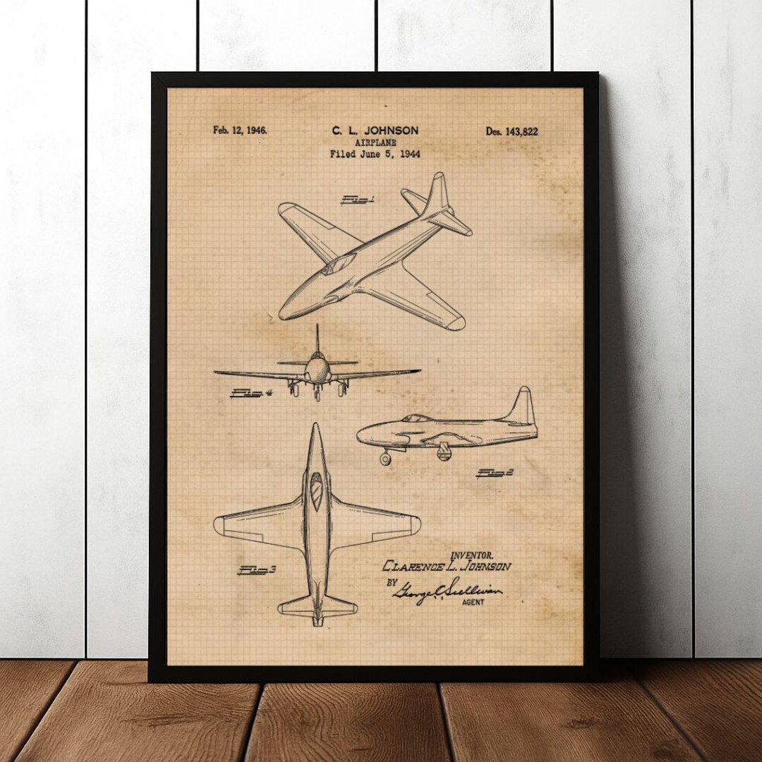 Vintage Airplane Patent Art Print, C.L. Johnson Blueprint - Etsy