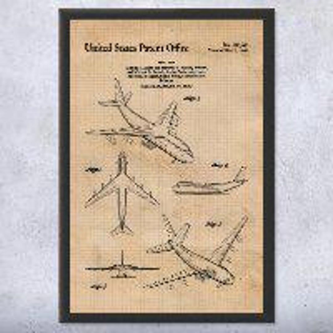 Vintage Airplane Patent Art Print, Aviation Decor, Gift for Pilot - Etsy