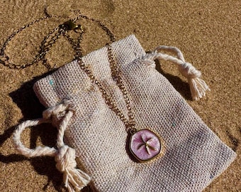 Collier rose mini étoile de mer, pendentif étoile de mer rose, collier en or 18 carats, collier de bijoux petite amie pour la Saint-Valentin