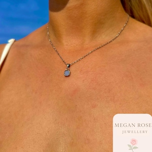 Silver Opal Necklace, Silver Necklace, Natural Opal  Pendant,  Minimalist Opal pendant, Girlfriend Jewelry Christmas Gift