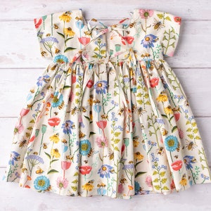 Limited edition Wildflowers and bee print cotton dress Baby dress made in Cornwall image 2