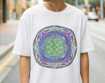 Pastel Mandala T-Shirt, Abstract Kaleidoscope Design