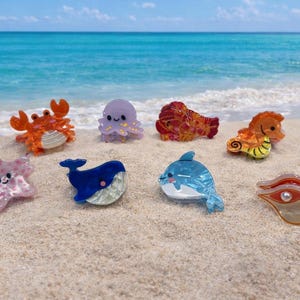 8 zeedieren haarspeldjes Under the Sea Claw-set