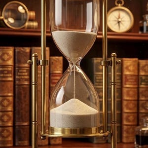 Antique Brass Hourglass | Vintage Sand Timer, Wooden Base, Office Decor(5 minute)
