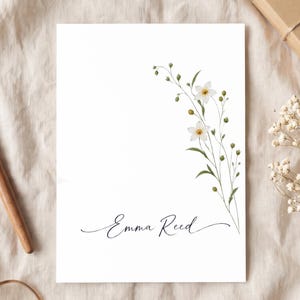 Personalized Floral Thank You Cards, Wildflower Greeting Card, Botanical Floral Note Card for Thoughtful Messages, Romantic Stationery Gift