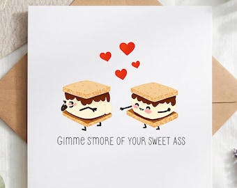Funny Love Card voor vriend S'more woordspelingkaart, verjaardagskaart voor echtgenoot, leuke Valentijnsdagkaart voor vriendin, leuke verjaardagskaart