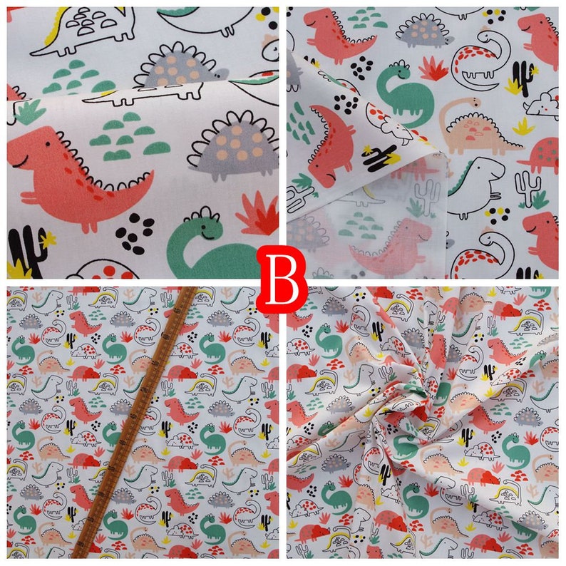 160cmx50cm Cotton Twill Fabric Dinosaur,rainbow,leaf