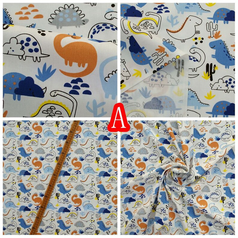 160cmx50cm Cotton Twill Fabric Dinosaur,rainbow,leaf
