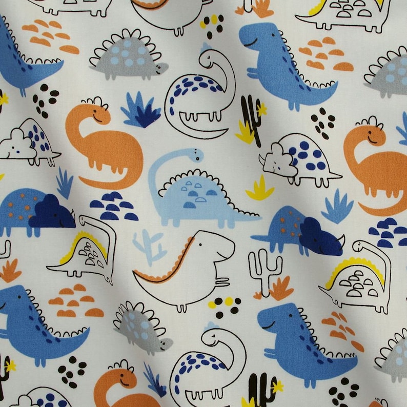 160cmx50cm Cotton Twill Fabric Dinosaur,rainbow,leaf