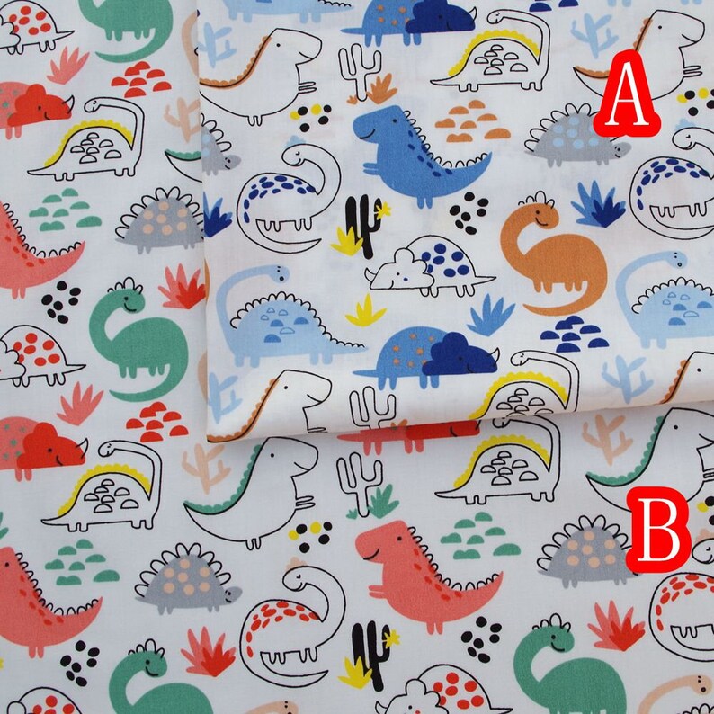 160cmx50cm Cotton Twill Fabric Dinosaur,rainbow,leaf