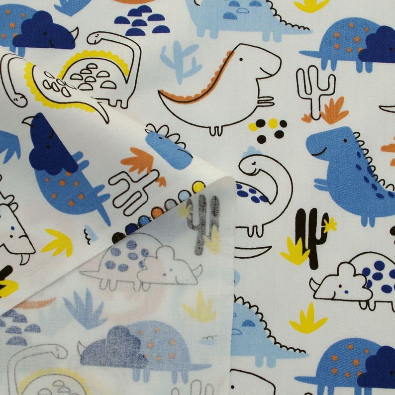 160cmx50cm Cotton Twill Fabric Dinosaur,rainbow,leaf