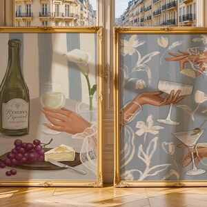 Kitchen Wall Art Set Aesthetic Drink Poster Wine Cocktail Wall Art Kitchen Decor Bar Cart Decor Dining Room Decor Birthday Gift Gift for Her