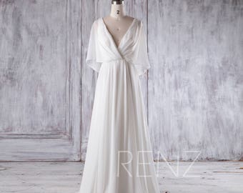 flowy white beach wedding dress