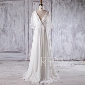 simple white wedding dress with sleeves